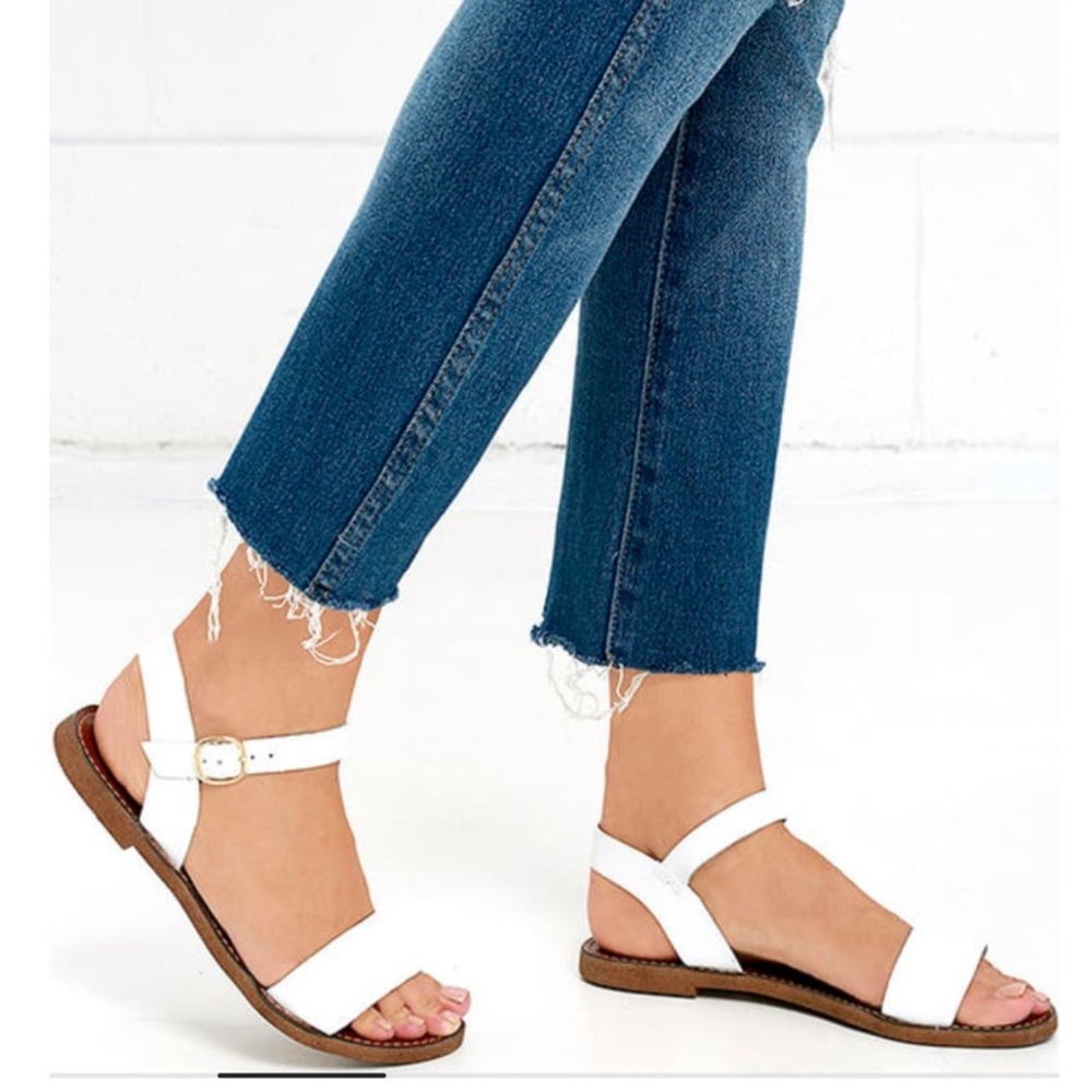 Steve Madden Donddi‎ White Leather Strappy Sandals 6.5
